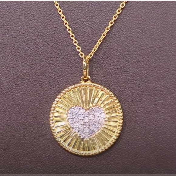 Rarities Carol Brodie Gold Plated 1/4ctw Diamond Heart Pendant w/Chain NWT - Picture 1 of 14